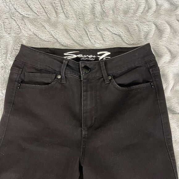 Seven7 Jeans Womens 6 Skinny Black High Rise Stretch Denim Embroidered Pockets - Picture 3 of 12